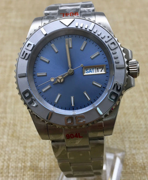 Reloj Automático 41mm – Movimiento NH36, Esfera Azul, Cristal de Zafiro, Bisel Cerámico, Fondo Transparente