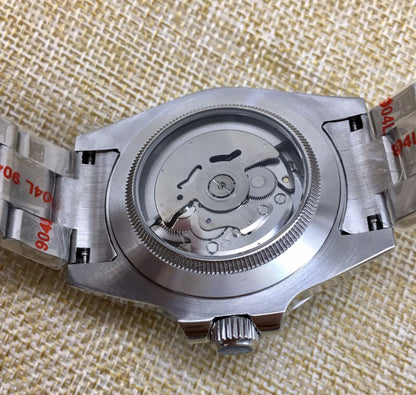 Reloj Automático 41mm – Movimiento NH36, Esfera Azul, Cristal de Zafiro, Bisel Cerámico, Fondo Transparente