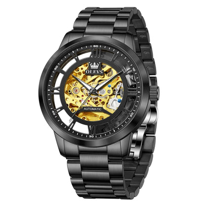 Reloj Automático Hombre 43,5mm – Esqueleto Transparente, Mecánico, Acero Inoxidable Negro, Manecillas Luminiscentes ⭐4.8 (165 Opiniones)