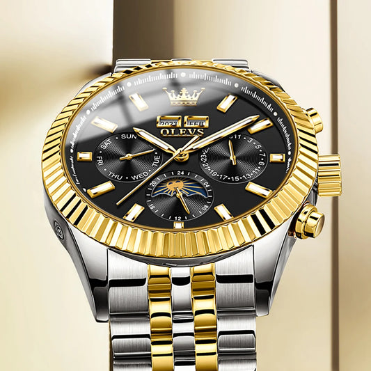 Reloj Automático Hombre 43.5mm– Mecánico de Lujo, Calendario Perpetuo, Fase Lunar, Visualización de Semana, Acero Inoxidable ⭐4.9 (172 Opiniones)