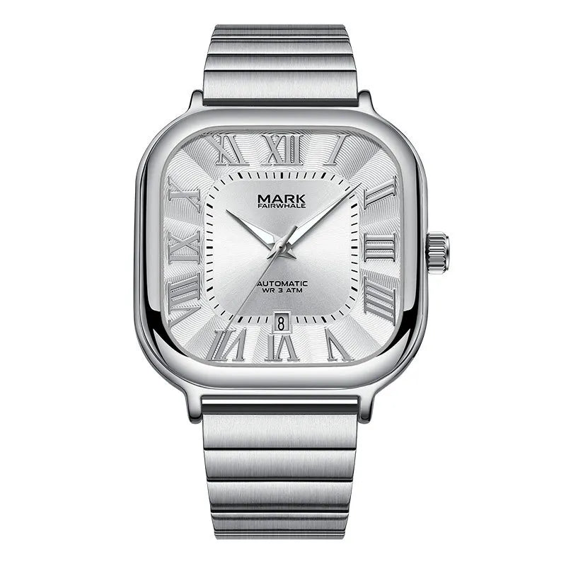 Reloj Automático Hombre 42mm – Mecánico de Acero Inoxidable, Caja Cuadrada, Calendario Completo y Resistente al Agua
