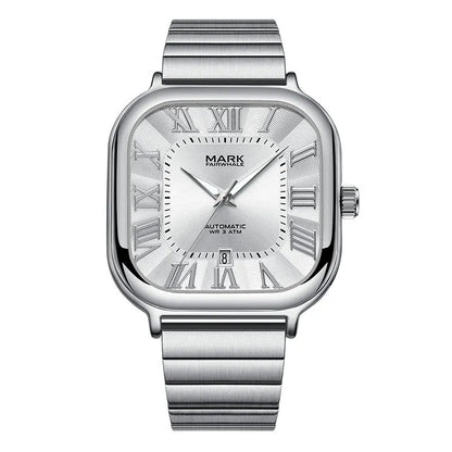 Reloj Automático Hombre 42mm – Mecánico de Acero Inoxidable, Caja Cuadrada, Calendario Completo y Resistente al Agua