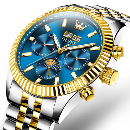Reloj Automático Hombre 43.5mm– Mecánico de Lujo, Calendario Perpetuo, Fase Lunar, Visualización de Semana, Acero Inoxidable ⭐4.9 (172 Opiniones)