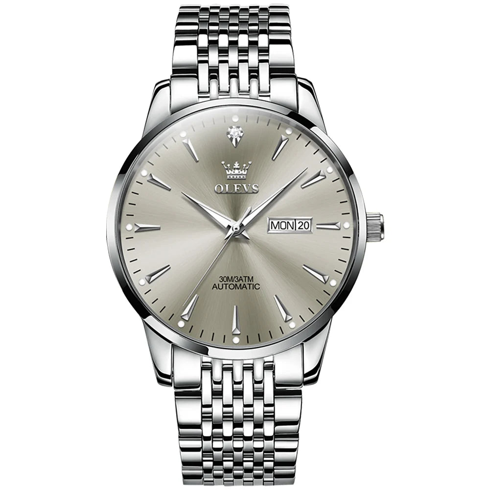 Reloj Automático Hombre 40 mm – Mecánico de Lujo, Acero Inoxidable, Calendario Completo, Luminiscente, 40-44mm, 3ATM