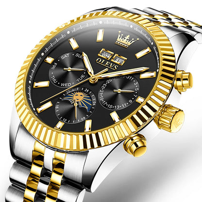 Reloj Automático Hombre 43.5mm– Mecánico de Lujo, Calendario Perpetuo, Fase Lunar, Visualización de Semana, Acero Inoxidable ⭐4.9 (172 Opiniones)