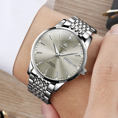 Reloj Automático Hombre 40 mm – Mecánico de Lujo, Acero Inoxidable, Calendario Completo, Luminiscente, 40-44mm, 3ATM