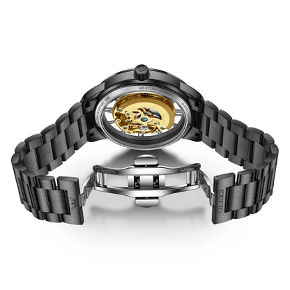 Reloj Automático Hombre 43,5mm – Esqueleto Transparente, Mecánico, Acero Inoxidable Negro, Manecillas Luminiscentes ⭐4.8 (165 Opiniones)