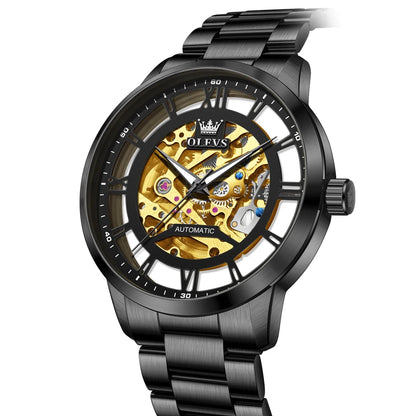 Reloj Automático Hombre 43,5mm – Esqueleto Transparente, Mecánico, Acero Inoxidable Negro, Manecillas Luminiscentes ⭐4.8 (165 Opiniones)