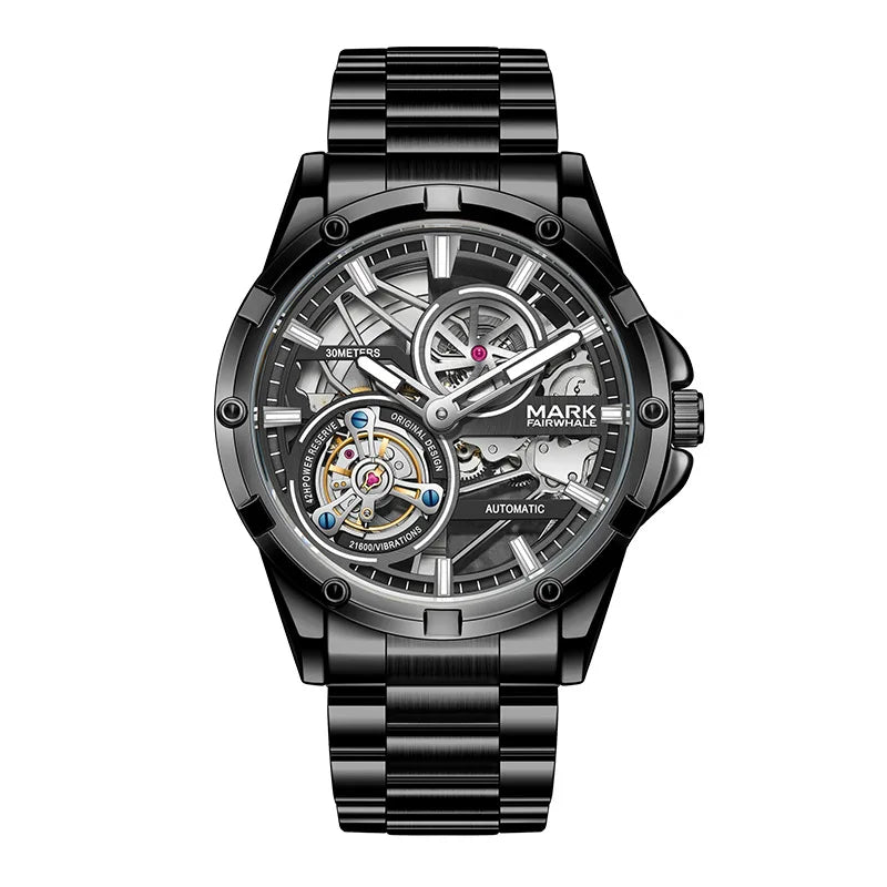 Reloj Automático Hombre 44mm – Esqueleto Mecánico, Tourbillon Decorativo, Acero Inoxidable, Impermeable 3ATM ⭐4.7 (138 Opiniones)