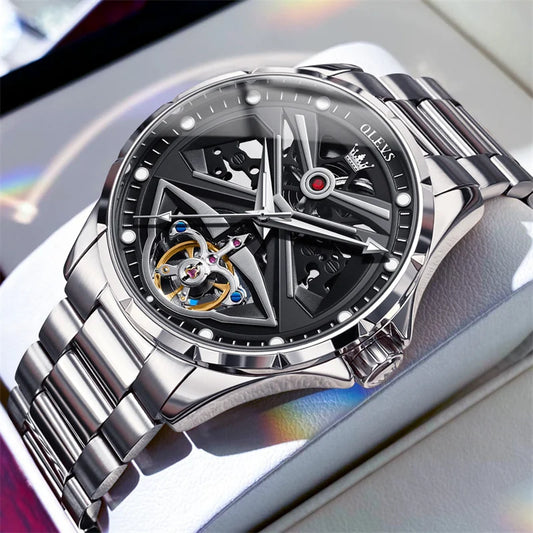 Reloj Automático Hombre 42mm – Mecánico Esqueleto, Tourbillon Decorativo, Acero Inoxidable, Manecillas Luminiscentes, Impermeable 3ATM ⭐4.6 (172 Opiniones)