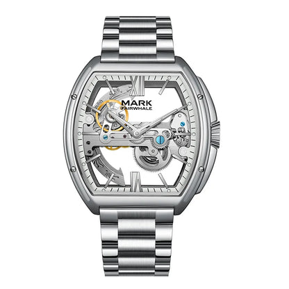 Reloj Automático Hombre 44x43 mm – Mecánico Esqueleto de Acero Inoxidable, Resistente al Agua, Caja Tonneau