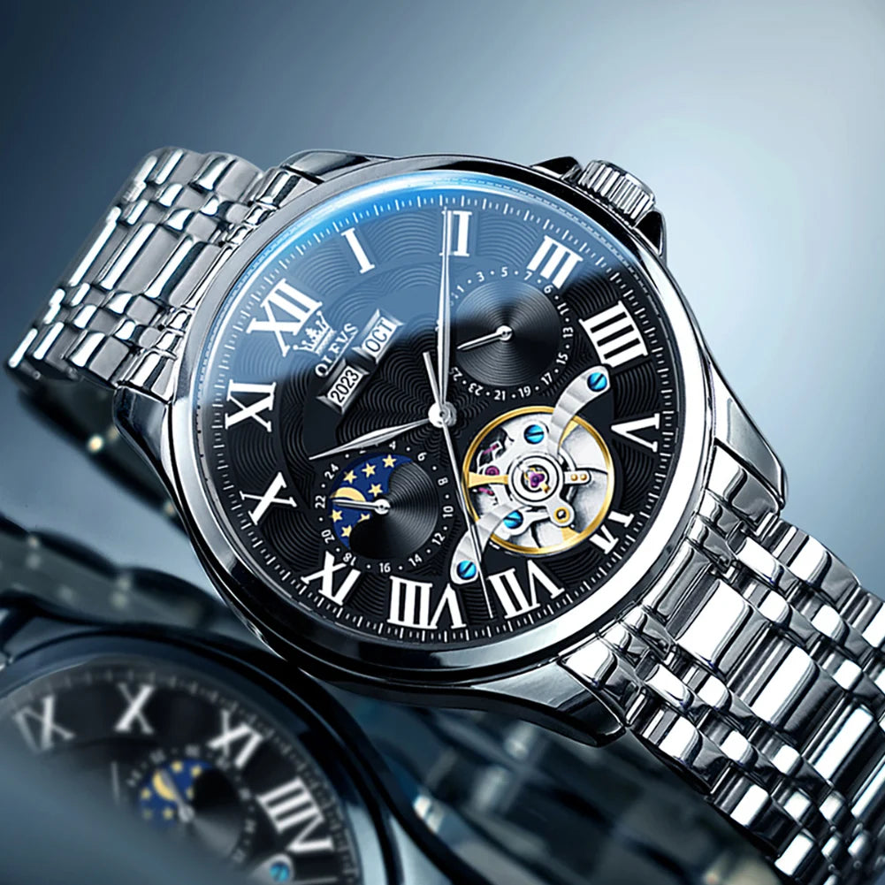 Reloj Automático Hombre 41mm – Multifunción Mecánico, Esqueleto, Tourbillon, Calendario Completo, Fase Lunar ⭐4.9 (178 Opiniones)