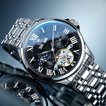 Reloj Automático Hombre 41mm – Multifunción Mecánico, Esqueleto, Tourbillon, Calendario Completo, Fase Lunar ⭐4.9 (178 Opiniones)