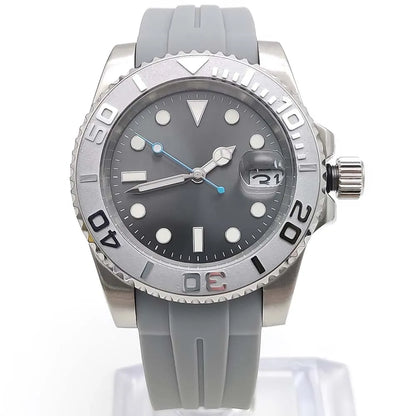Reloj Automático 41mm – NH35 Japonés, Esfera Gris, Cristal de Zafiro, Correa de Caucho