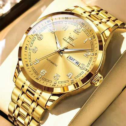 Reloj Automático Hombre 42mm – Acero Inoxidable, Calendario Completo y Día de la Semana, Luminiscente, 40-44mm, 3ATM