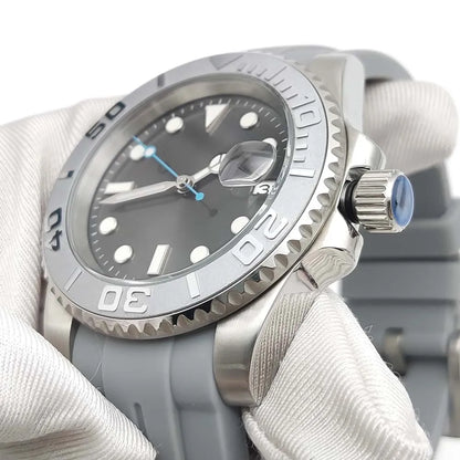 Reloj Automático 41mm – NH35 Japonés, Esfera Gris, Cristal de Zafiro, Correa de Caucho