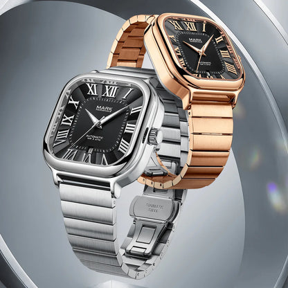 Reloj Automático Hombre 42mm – Mecánico de Acero Inoxidable, Caja Cuadrada, Calendario Completo y Resistente al Agua