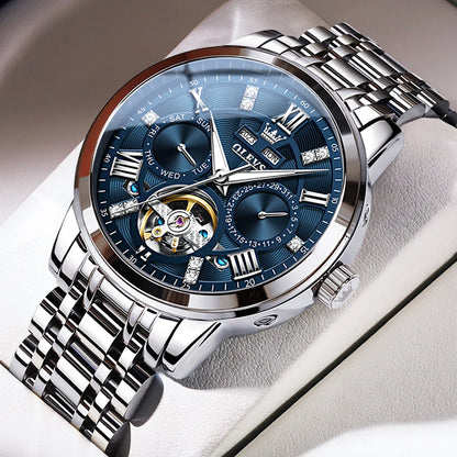 Reloj Automático Hombre 42mm– Mecánico de Lujo, Tourbillon Decorativo, Acero Inoxidable, Calendario Completo, Impermeable 3ATM ⭐4.6 (152 Opiniones)
