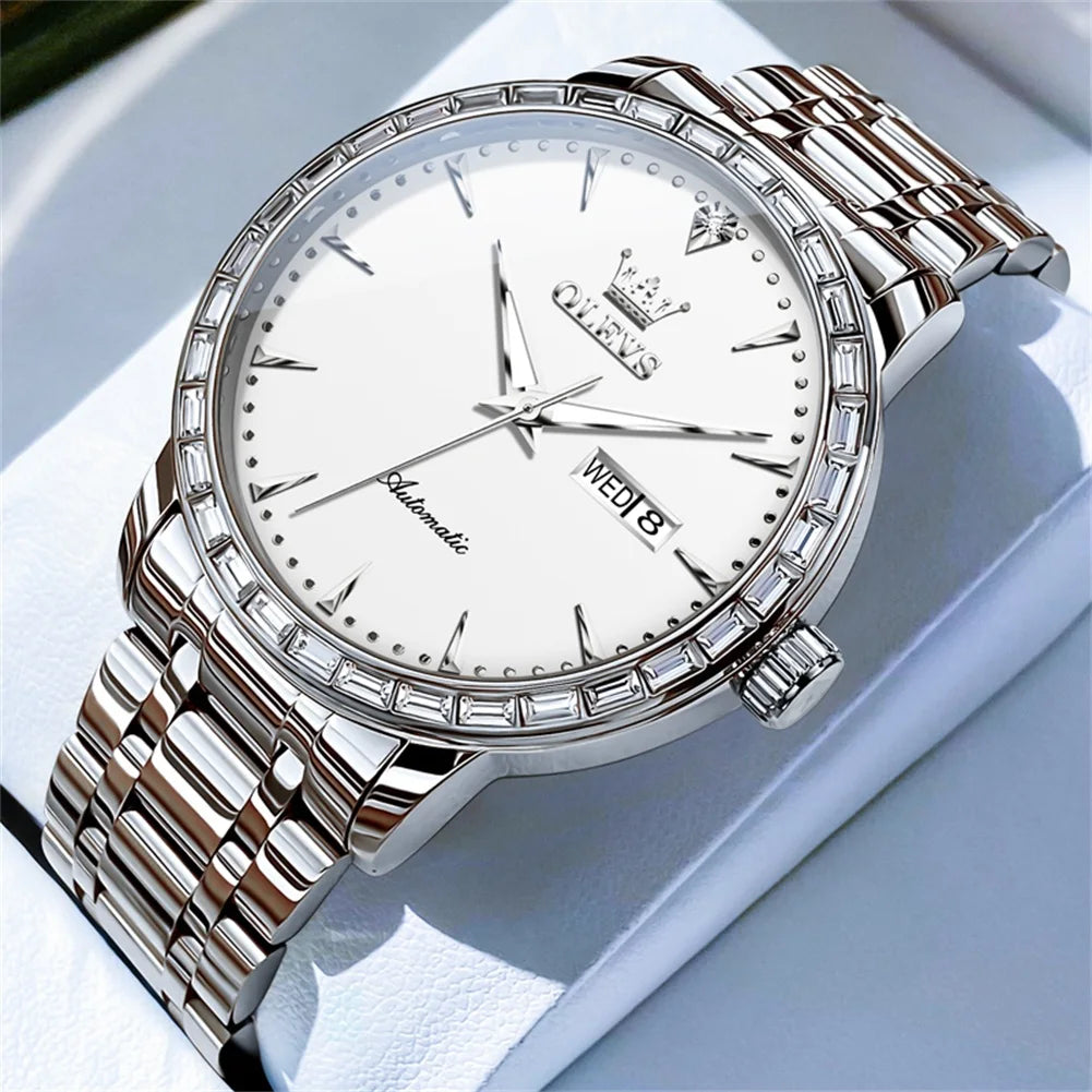 Reloj Automático Hombre 40.5 – Mecánico de Negocios, Acero Inoxidable, Calendario Completo, Visualización de Semana, Impermeable 3ATM ⭐4.7 (137 Opiniones)