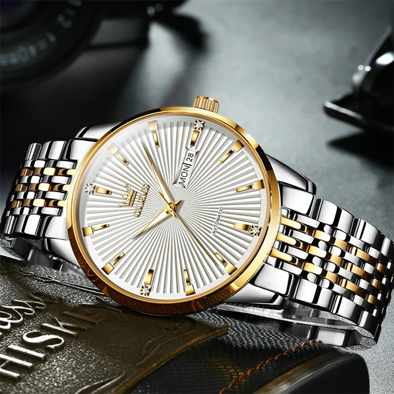 Reloj Automático Hombre 40mm – Mecánico Casual, Acero Inoxidable, Calendario Completo, Visualización de Semana, Impermeable 3ATM ⭐4.6 (154 Opiniones)