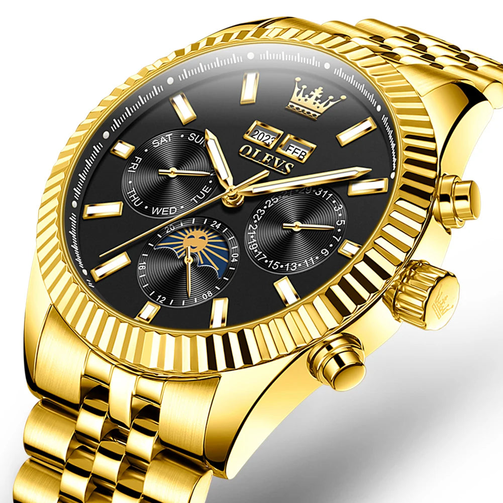 Reloj Automático Hombre 43.5mm– Mecánico de Lujo, Calendario Perpetuo, Fase Lunar, Visualización de Semana, Acero Inoxidable ⭐4.9 (172 Opiniones)