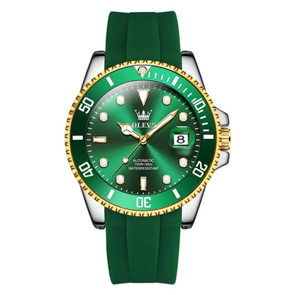 Reloj Automático Hombre 41mm – Mecánico con Correa de Silicona, Calendario Completo, Luminiscente y Resistente al Agua