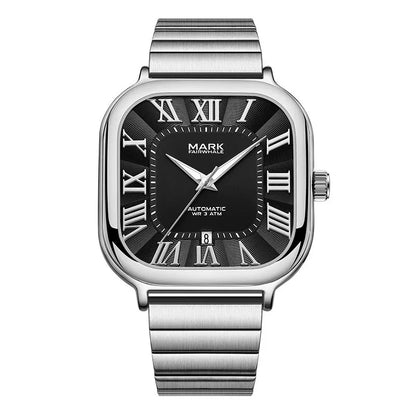 Reloj Automático Hombre 42mm – Mecánico de Acero Inoxidable, Caja Cuadrada, Calendario Completo y Resistente al Agua