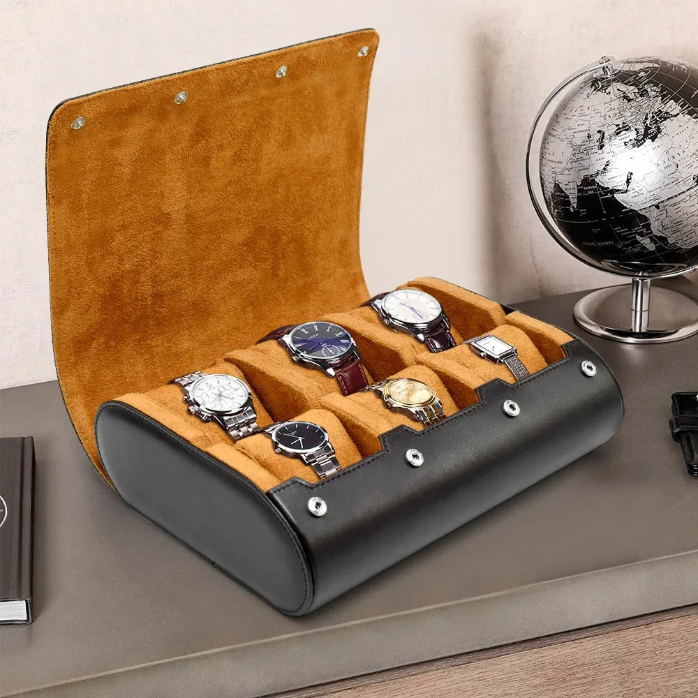 Estuche de Viaje para Relojes – Organizador de 6 Compartimentos en Cuero PU – Para Hombre y Mujer.⭐4.8 (64 Opiniones)