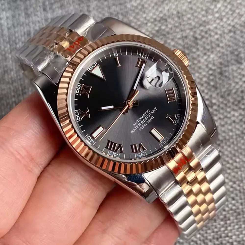 Reloj Automático de Buceo, 36mm/39mm, Esfera Sunburst Plata/Azul/Gris, Números Romanos, NH35A, Cristal Zafiro, 200M ⭐4.7 (165 Opiniones)