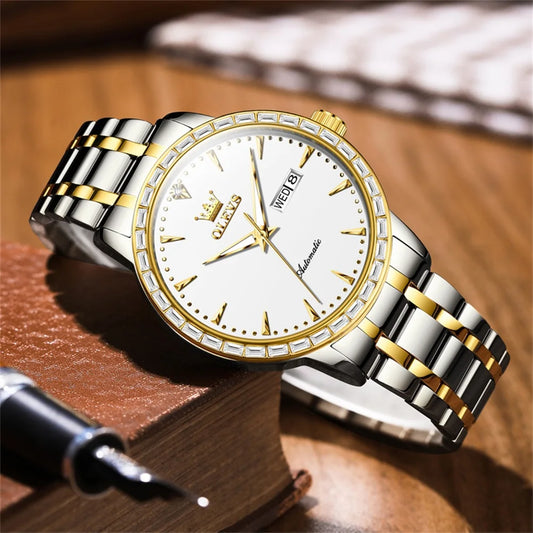 Reloj Automático Hombre 40.5 – Mecánico de Negocios, Acero Inoxidable, Calendario Completo, Visualización de Semana, Impermeable 3ATM ⭐4.7 (137 Opiniones)