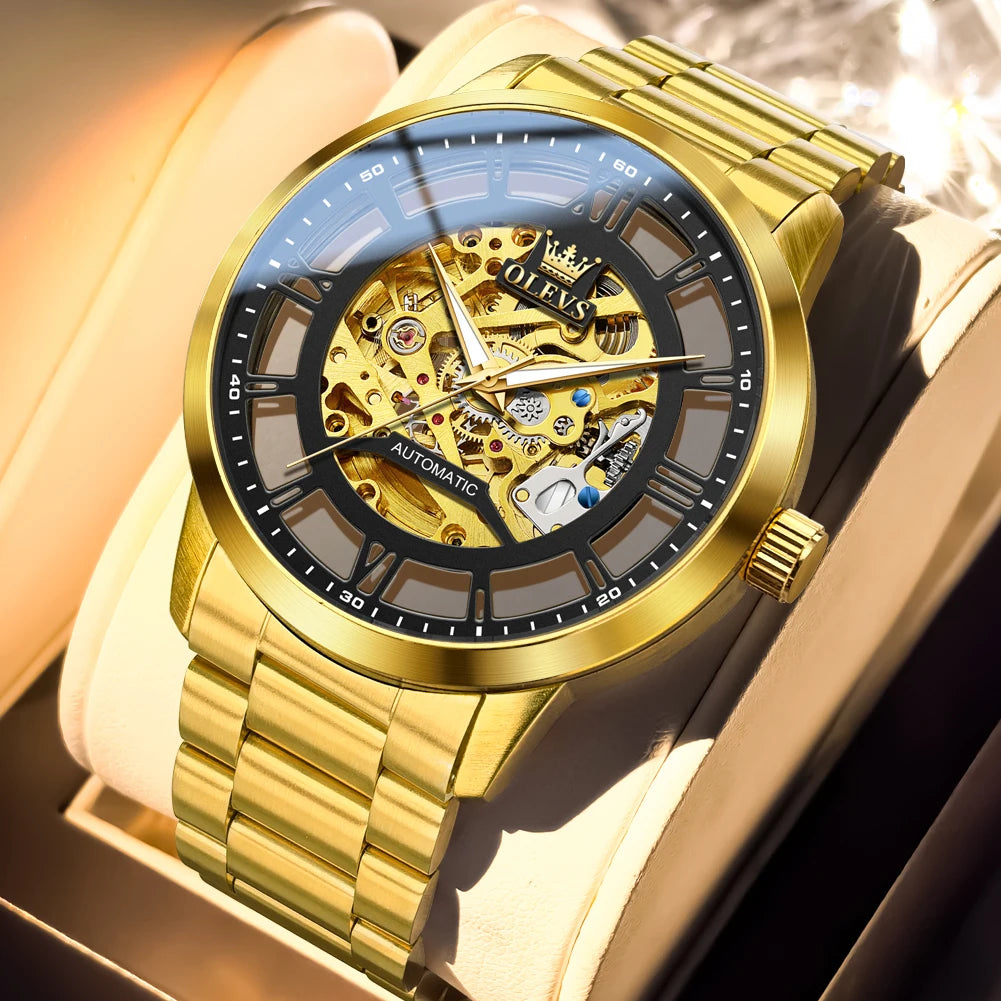 Reloj Automático Hombre 43,5mm – Esqueleto Transparente, Mecánico, Acero Inoxidable Negro, Manecillas Luminiscentes ⭐4.8 (165 Opiniones)
