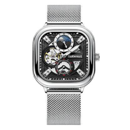 Reloj Automático Hombre 42mm – Mecánico de Lujo, Caja Cuadrada, Acero Inoxidable, Fase Lunar, Impermeable 3ATM ⭐4.8 (162 Opiniones)