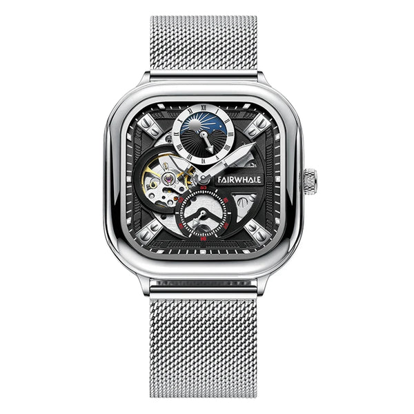 Reloj Automático Hombre 42mm – Mecánico de Lujo, Caja Cuadrada, Acero Inoxidable, Fase Lunar, Impermeable 3ATM ⭐4.8 (162 Opiniones)