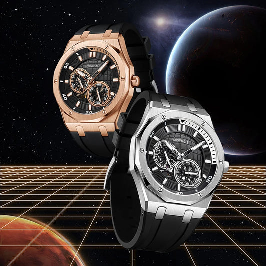 Reloj Automático Hombre 42mm – Mecánico Esqueleto, Correa de Goma Deportiva, Acero Inoxidable, Impermeable 3ATM ⭐4.7 (139 Opiniones)