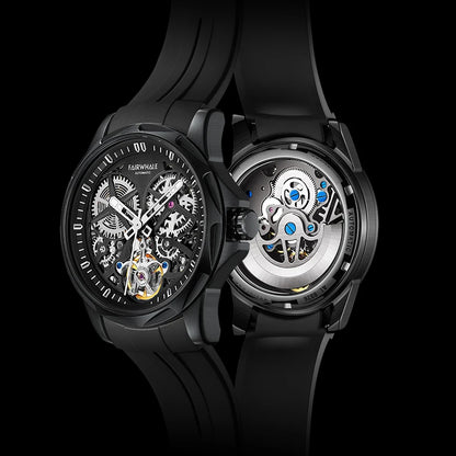 Reloj Automático Hombre 42mm – Mecánico Esqueleto, Tourbillon Decorativo, Caja Cuadrada, Correa de Silicona, Impermeable 3ATM ⭐4.7 (146 Opiniones)