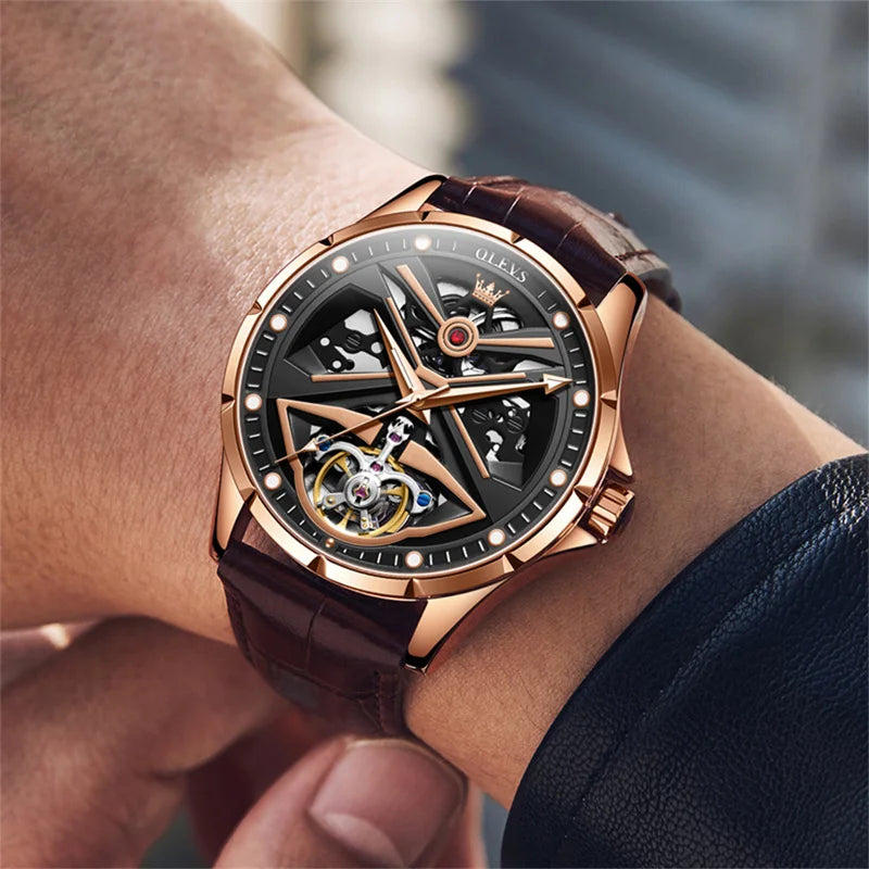 Reloj Automático Hombre 42mm – Mecánico Esqueleto, Tourbillon Decorativo, Acero Inoxidable, Manecillas Luminiscentes, Impermeable 3ATM ⭐4.6 (172 Opiniones)