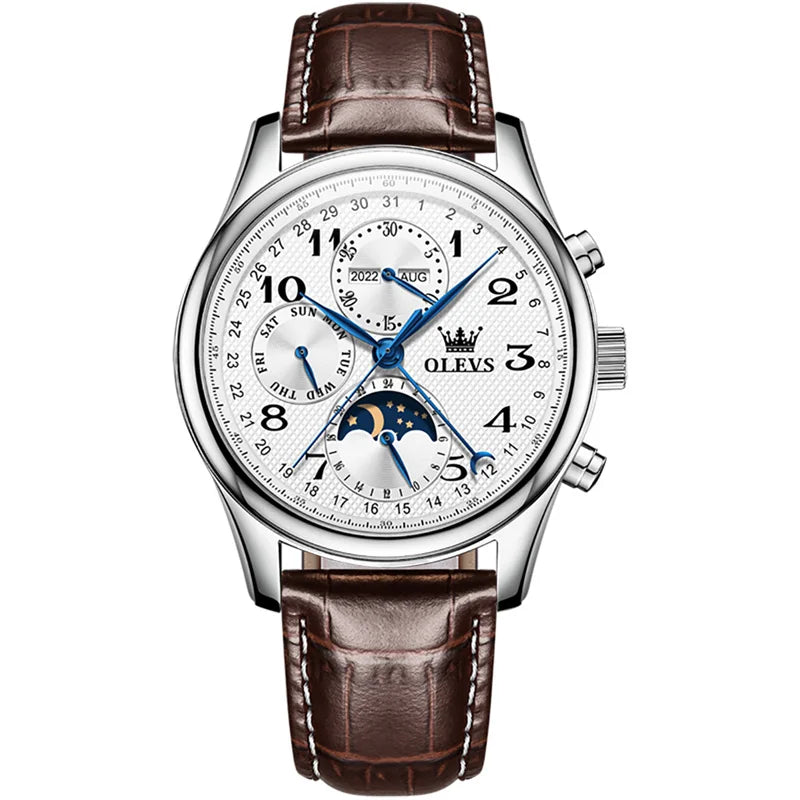 Reloj Automático Hombre 42mm – Multifunción con Fase Lunar, Calendario Completo, Acero Inoxidable, 40-44mm, 3ATM ⭐4.6 (174 Opiniones)