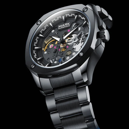 Reloj Automático Hombre 41mm – Mecánico Esqueleto, Caja Cuadrada, Acero Inoxidable, Correa de Cuero, Manecillas Luminiscentes, Impermeable 3ATM ⭐4.5 (163 Opiniones)