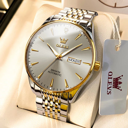 Reloj Automático Hombre 40 mm – Mecánico de Lujo, Acero Inoxidable, Calendario Completo, Luminiscente, 40-44mm, 3ATM