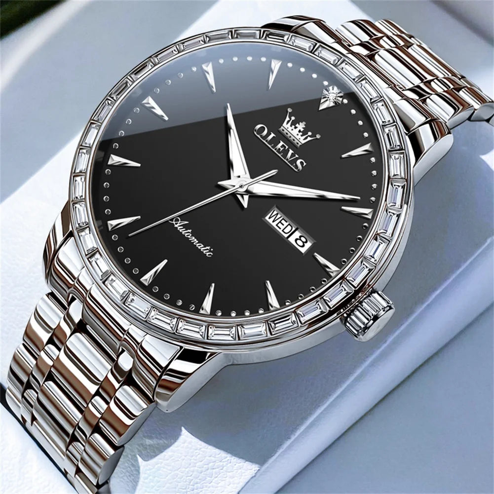 Reloj Automático Hombre 40.5 – Mecánico de Negocios, Acero Inoxidable, Calendario Completo, Visualización de Semana, Impermeable 3ATM ⭐4.7 (137 Opiniones)