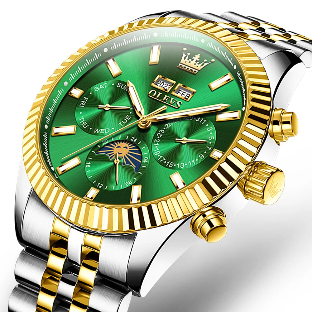 Reloj Automático Hombre 43.5mm– Mecánico de Lujo, Calendario Perpetuo, Fase Lunar, Visualización de Semana, Acero Inoxidable ⭐4.9 (172 Opiniones)
