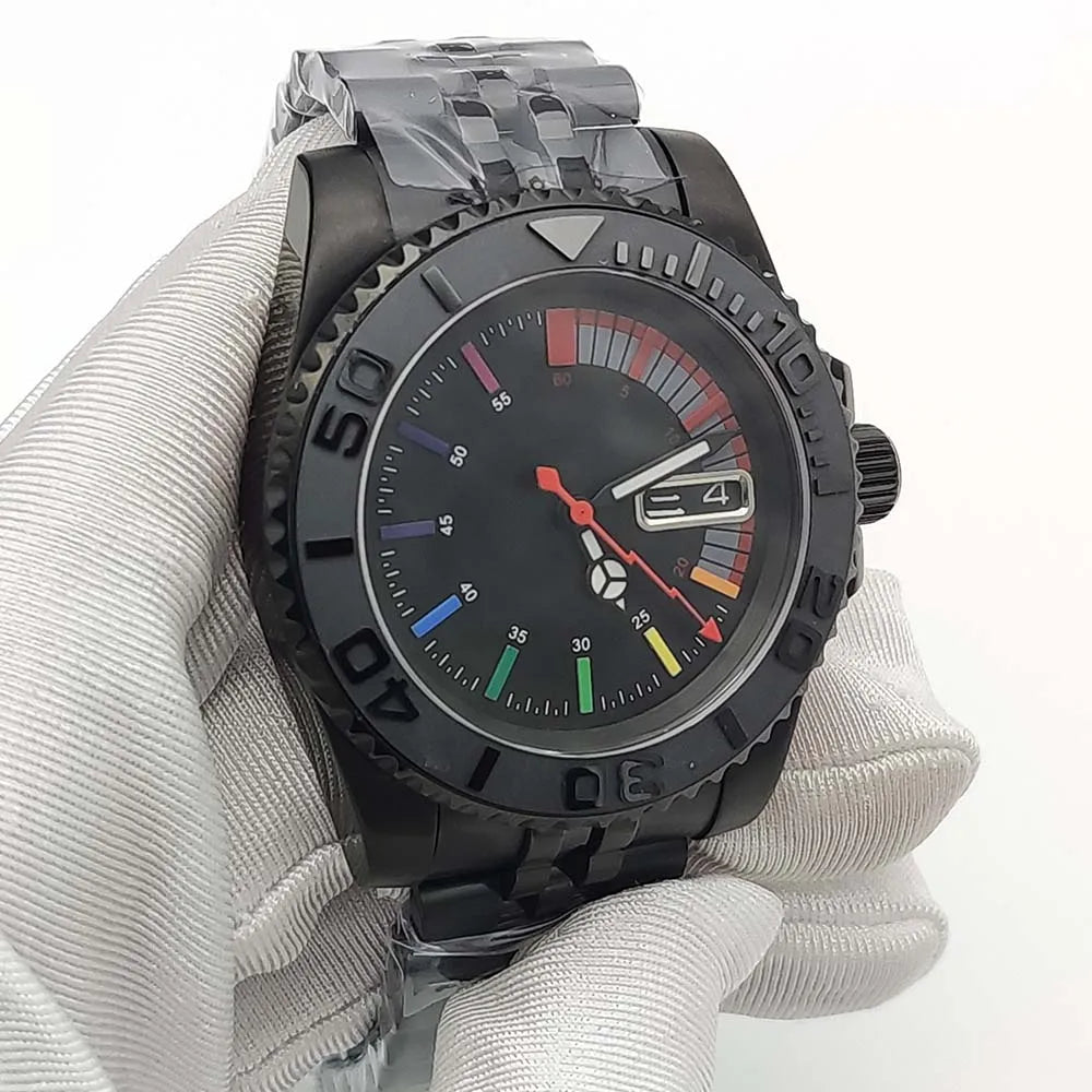 Reloj Automático 40mm – Movimiento NH36, Cristal de Zafiro, Caja Negra, Brazalete Jubilee