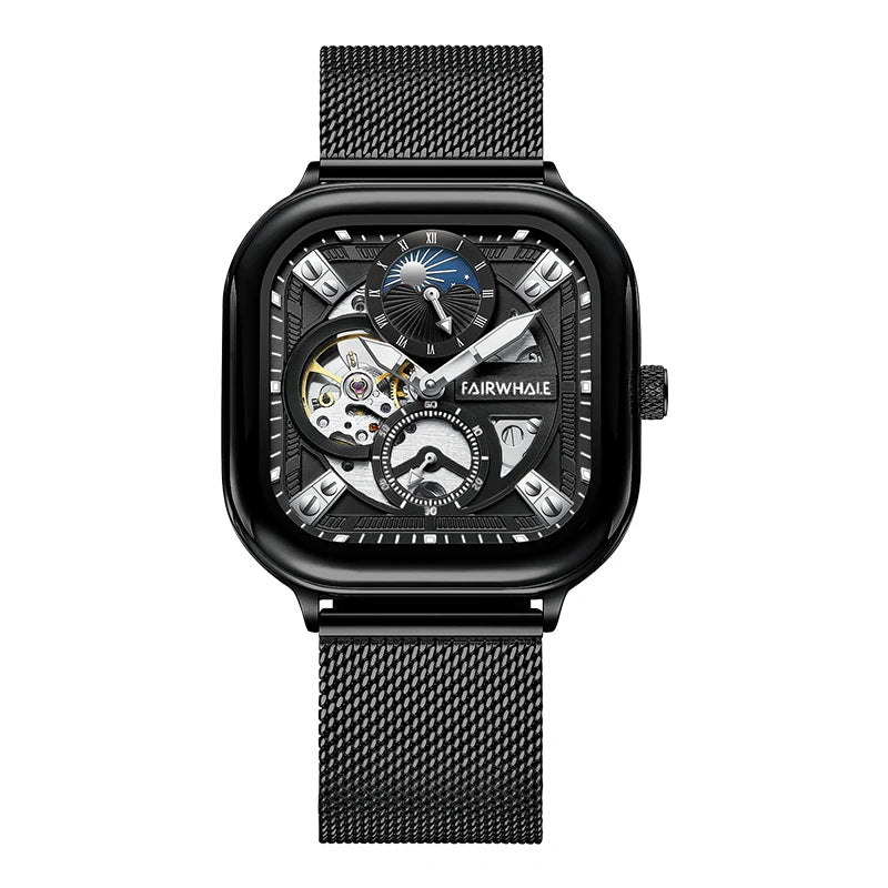 Reloj Automático Hombre 42mm – Mecánico de Lujo, Caja Cuadrada, Acero Inoxidable, Fase Lunar, Impermeable 3ATM ⭐4.8 (162 Opiniones)