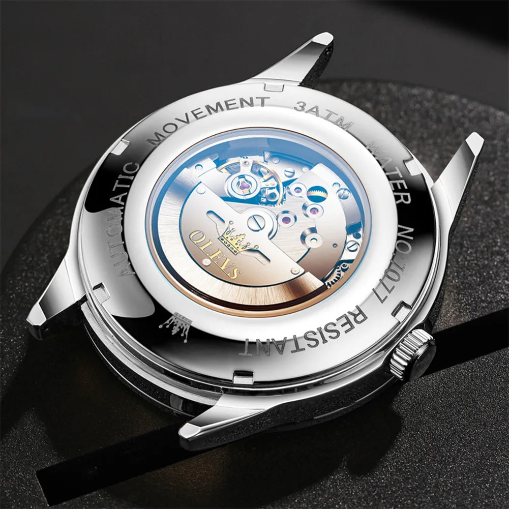 Reloj Automático Hombre 42mm – Acero Inoxidable, Calendario Completo y Día de la Semana, Luminiscente, 40-44mm, 3ATM