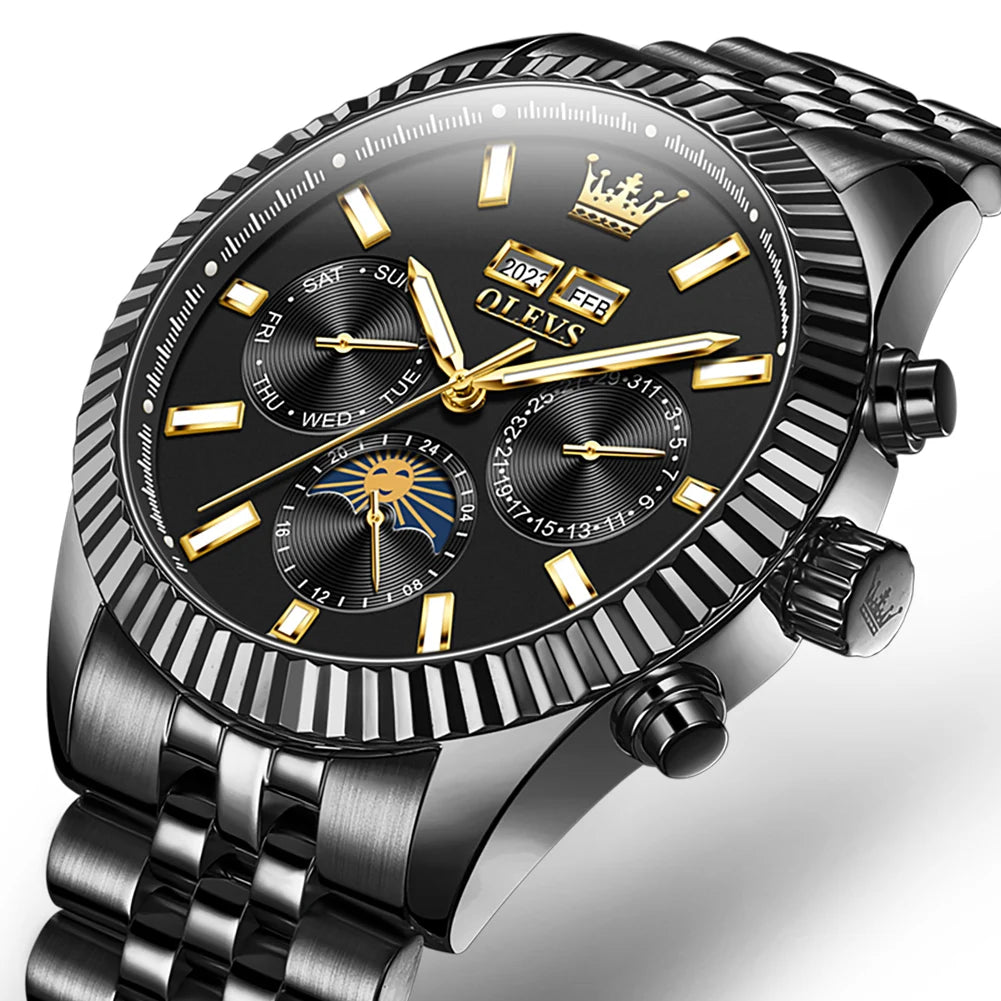 Reloj Automático Hombre 43.5mm– Mecánico de Lujo, Calendario Perpetuo, Fase Lunar, Visualización de Semana, Acero Inoxidable ⭐4.9 (172 Opiniones)