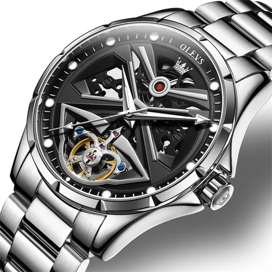 Reloj Automático Hombre 42mm – Mecánico Esqueleto, Tourbillon Decorativo, Acero Inoxidable, Manecillas Luminiscentes, Impermeable 3ATM ⭐4.6 (172 Opiniones)