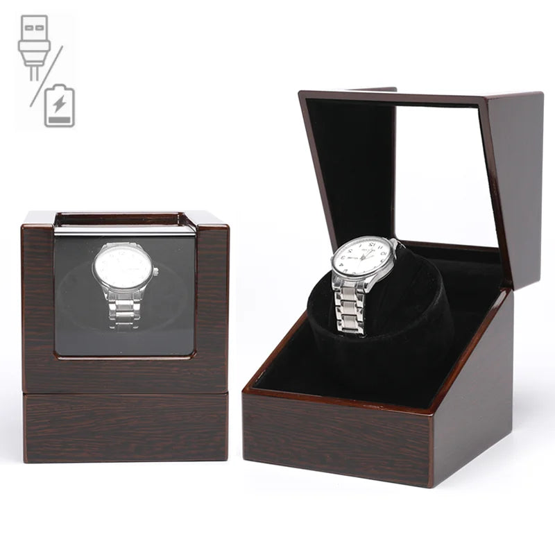 Embers Watch Winder Automático Individual – Caja de Madera con Motor Silencioso Mabuchi y Tapa de Cristal.⭐4.5 (35 Opiniones)