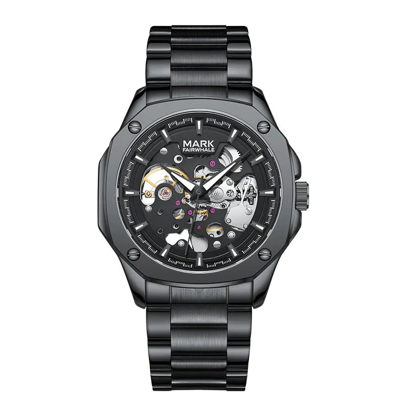 Reloj Automático Hombre 41mm – Mecánico Esqueleto, Caja Cuadrada, Acero Inoxidable, Correa de Cuero, Manecillas Luminiscentes, Impermeable 3ATM ⭐4.5 (163 Opiniones)