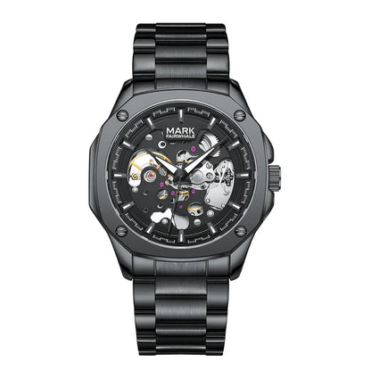 Reloj Automático Hombre 41mm – Mecánico Esqueleto, Caja Cuadrada, Acero Inoxidable, Correa de Cuero, Manecillas Luminiscentes, Impermeable 3ATM ⭐4.5 (163 Opiniones)