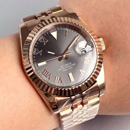 Reloj Automático de Buceo, 36mm/39mm, Esfera Sunburst Plata/Gris, Números Romanos, Cristal Zafiro, NH35A, 200M ⭐4.7 (158 Opiniones)